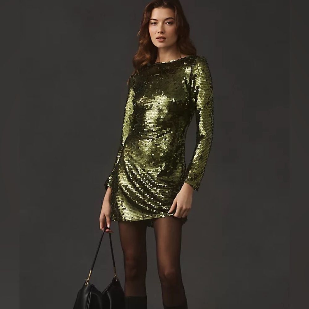 Anthropologie Drape Back Sequin Dress NWT